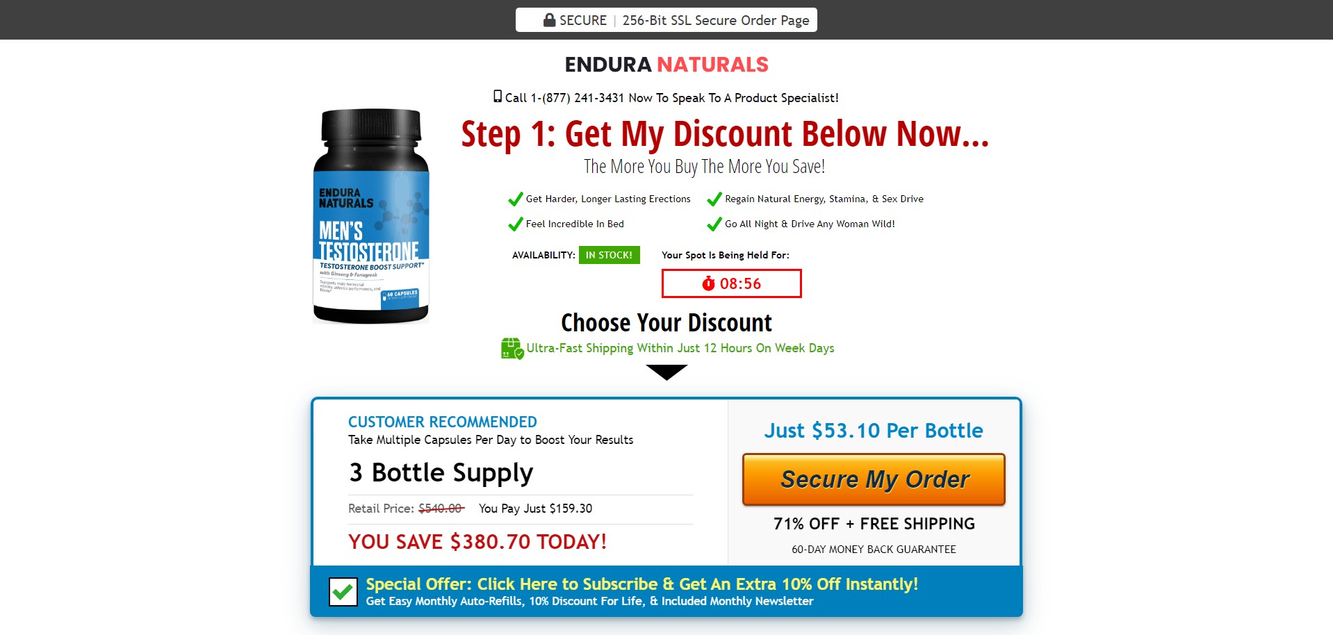 Endura Naturals Men's Testosterone (เอนดูร่า แนทเชอรัลส์ เมนส์ เทสโทสเทอโรน)